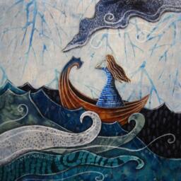Nautical Woman On The Sea Art Print, Adventure Ocean Boat, 8.5x11 Archival - thumbnail 3