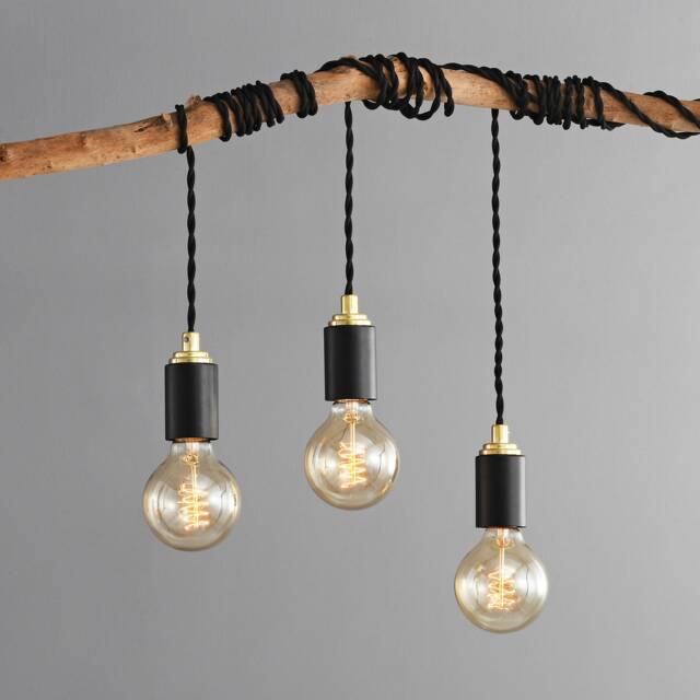 Black & Gold Plug-In Pendant - Industrial Modern Minimalist Hanging Swag Lamp Portable Lighting For Apartment & Growing Plants - Step Up - image 1