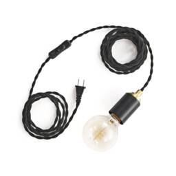 Black & Gold Plug-In Pendant - Industrial Modern Minimalist Hanging Swag Lamp Portable Lighting For Apartment & Growing Plants - Step Up - thumbnail 2