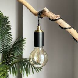 Black & Gold Plug-In Pendant - Industrial Modern Minimalist Hanging Swag Lamp Portable Lighting For Apartment & Growing Plants - Step Up - thumbnail 3