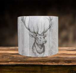 stag Lampshade For Ceiling & Table Lamps, Grey Country Rustic Drum & Empire Light Shade