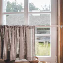 French Style Linen Caf?? Curtain, Classic Natural Striped Farmhouse Heavyweight Window Covering For Kitchen, Home D??cor - thumbnail 2