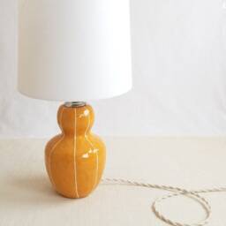 Handmade Ceramic Bedside Lamp Small Home Lighting With Linen Shade - thumbnail 3