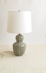 Handmade Ceramic Bedside Lamp Small Home Lighting With Linen Shade