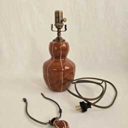 Handmade Ceramic Bedside Lamp Small Home Lighting With Linen Shade - thumbnail 4