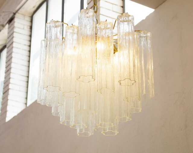 Italian Chandelier Murano ??50 cm - Clear Glass Hand-Blown Italy Vintage Style - image 1