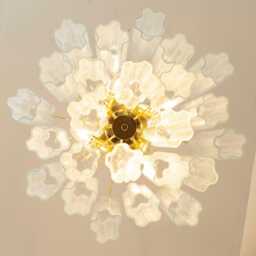 Italian Chandelier Murano ??50 cm - Clear Glass Hand-Blown Italy Vintage Style - thumbnail 4