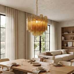 Italian Chandelier Murano ??50 cm - Clear Glass Hand-Blown Italy Vintage Style - thumbnail 2