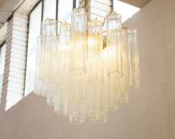 Italian Chandelier Murano ??50 cm - Clear Glass Hand-Blown Italy Vintage Style - thumbnail 1