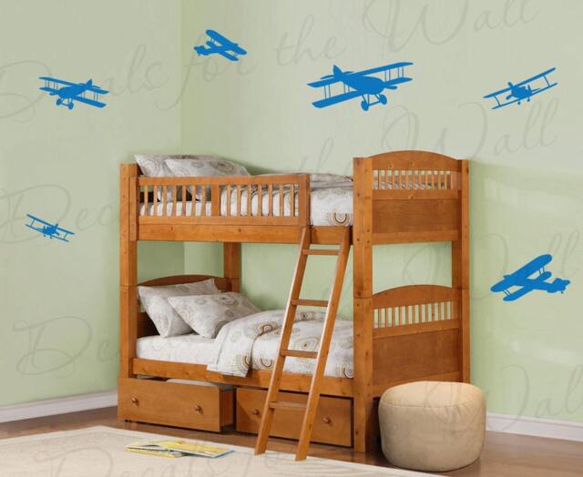 Airplane Wall Mural Decals Vinyl Graphic Pilot Aviation Kids Boy Room Nursery Playroom Sticker Art Decor Large Decoration Sign G38 - image 1
