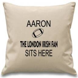 Personalised Rugby Cushion Name ~ The London Irish Fan Sits Here Includes Infill/Pad - thumbnail 3