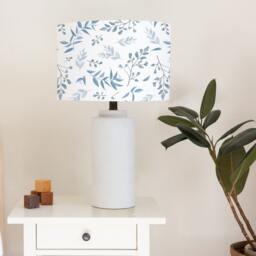 Grey Blue Leaf Print Lampshade, Nursery Decor, Drum Lamp Shade - thumbnail 2