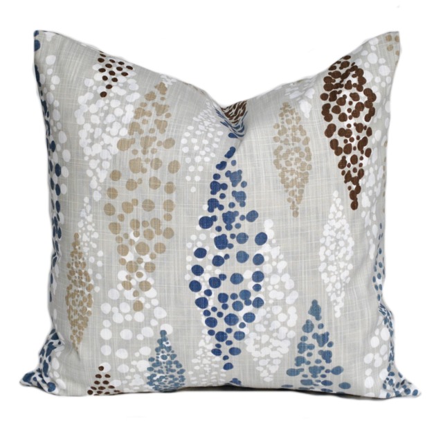 One Quality Premier Pillow Cover, Cushion, Decorative Throw Pillow, Navy Brown Tan Accent Red Floral Case - image 1