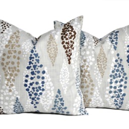 One Quality Premier Pillow Cover, Cushion, Decorative Throw Pillow, Navy Brown Tan Accent Red Floral Case - thumbnail 2