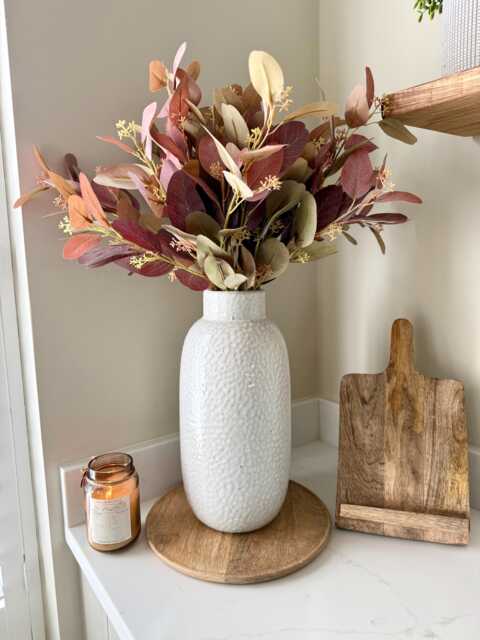 Large White Textured Ceramic Vase - Modern Neutral Home Decor - Tall Display For Faux Flowers Minimalist Stone Effect Dimple - image 1