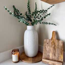 Large White Textured Ceramic Vase - Modern Neutral Home Decor - Tall Display For Faux Flowers Minimalist Stone Effect Dimple - thumbnail 3