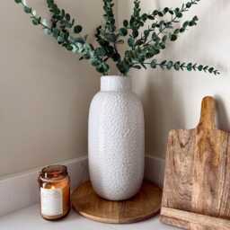 Large White Textured Ceramic Vase - Modern Neutral Home Decor - Tall Display For Faux Flowers Minimalist Stone Effect Dimple - thumbnail 2
