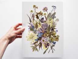 Pressed Flower Art Wildflower Herbarium, Botanical Wall Decor - 9.5x12.5 - thumbnail 1