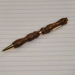 Slimline Handmade Wood Pen Tamboti With Gold Hardware - thumbnail 3