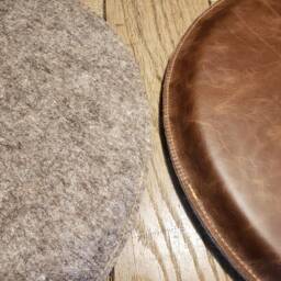 4 Seat Cushions Brown Leather/Wool Felt Round 37 cm - thumbnail 3