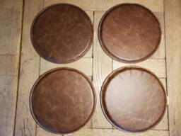 4 Seat Cushions Brown Leather/Wool Felt Round 37 cm