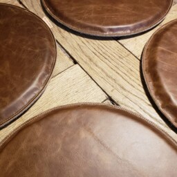 4 Seat Cushions Brown Leather/Wool Felt Round 37 cm - thumbnail 2