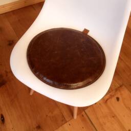 4 Seat Cushions Brown Leather/Wool Felt Round 37 cm - thumbnail 4