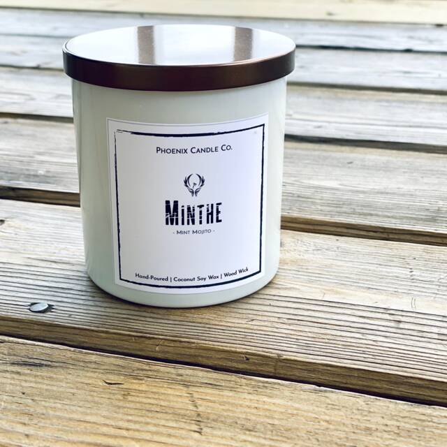 Minthe, All Natural Wooden Wick Soy Candle, Eco Friendly, Vegan, Recycled Bottle - image 1