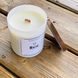 Minthe, All Natural Wooden Wick Soy Candle, Eco Friendly, Vegan, Recycled Bottle - thumbnail 2