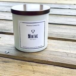 Minthe, All Natural Wooden Wick Soy Candle, Eco Friendly, Vegan, Recycled Bottle - thumbnail 1