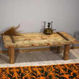 Handmade Reclaimed Solid Rustic Wood Coffee Table, Farmhouse Style Furniture With Natural Edges - thumbnail 3