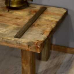 Handmade Reclaimed Solid Rustic Wood Coffee Table, Farmhouse Style Furniture With Natural Edges - thumbnail 2