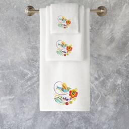 Embroidered Cotton Towel Set Mythical Bird & Flower Design, Personalized - thumbnail 4