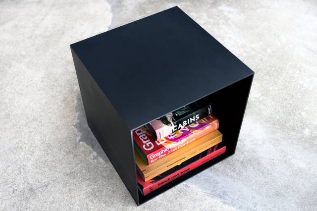 Metal Cube Coffee Table Modern Industrial Side Table With Storage - image 1