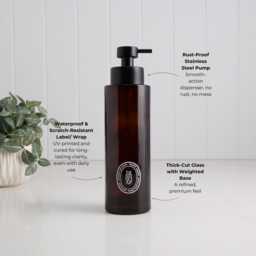 Amber Soap Dispenser With Custom Label Refillable Pump Bottle 250Ml Or 500Ml For Bathroom Kitchen Ensuite Cloakroom Oval White - thumbnail 3