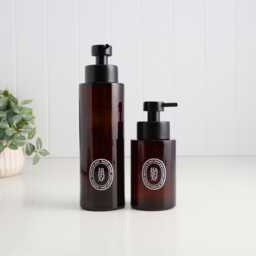 Amber Soap Dispenser With Custom Label Refillable Pump Bottle 250Ml Or 500Ml For Bathroom Kitchen Ensuite Cloakroom Oval White