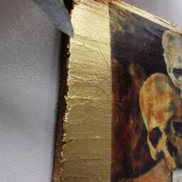 C??zanne Pyramid Of Skulls Wood Wall Art Gold Macabre Decor - thumbnail 2