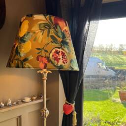 Fruta Fig Velvet Coolie Lampshade, Empire Fruit Garden, Gold Velvet, Ceiling Light Shade - thumbnail 2