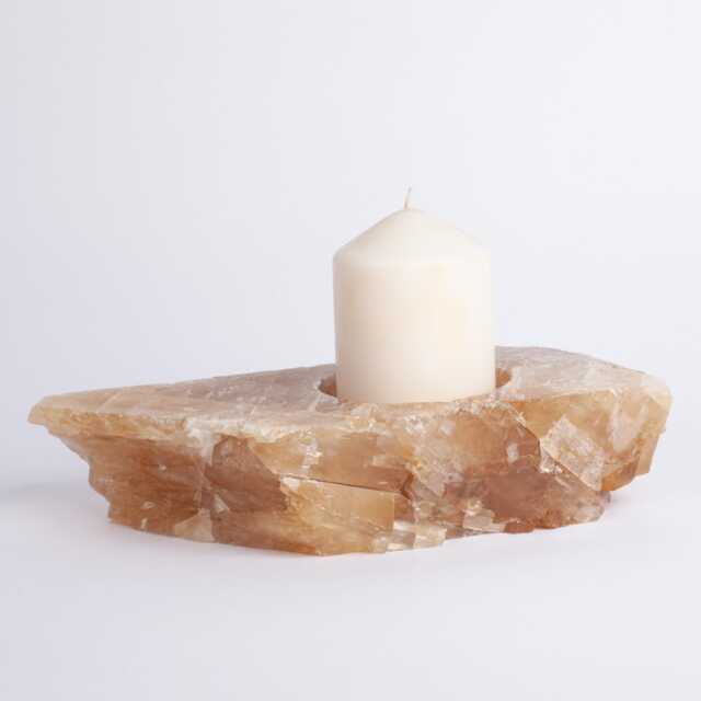Yellow Alabaster Candleholder Natural Stone Cylinder Candle Holder - image 1