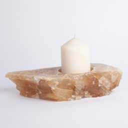Yellow Alabaster Candleholder Natural Stone Cylinder Candle Holder - thumbnail 1