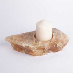 Yellow Alabaster Candleholder Natural Stone Cylinder Candle Holder - thumbnail 2
