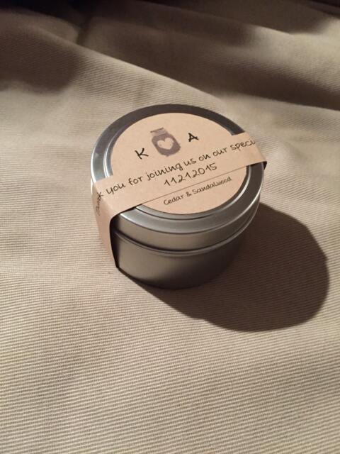 50 Pc Wedding Favors, Giveaways, Pieces, Candle, Personalized, Custom, Travel Tin - image 1