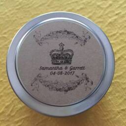 50 Pc Wedding Favors, Giveaways, Pieces, Candle, Personalized, Custom, Travel Tin - thumbnail 2