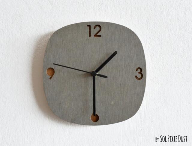 Concrete & Wood Wall Clock - Modern Home Decor Minimalist Art Housewarming Gift Idea Anniversary Wedding - image 1