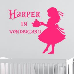 Alice in Wonderland Custom Name Wall Decals - Vinyl Stickers Girls Room Decor Nursery Sm65 - thumbnail 3
