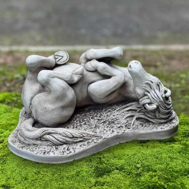 Playful Horse Statue Stone Relaxing Sculpture Outdooor Animal Figurine Cement Handmade Ornament Concrete Farm Decoration Gift - image 1