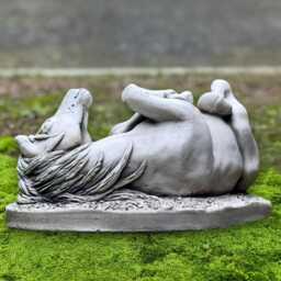 Playful Horse Statue Stone Relaxing Sculpture Outdooor Animal Figurine Cement Handmade Ornament Concrete Farm Decoration Gift - thumbnail 2