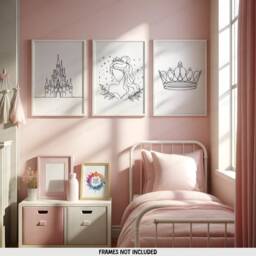 Minimalist Princess Prints - Set Of 3 Posters - Kids Print Girl Bedroom Wall Art Nursery Decor Line Artwork Girls Gifts - thumbnail 2