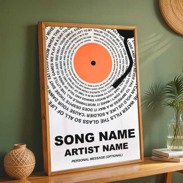Custom Vinyl Lyrics Print, Personalised Music Poster, Customizable Gift, Anniversary Wedding Song Dance, A1/A2/A3/A4 - image 1