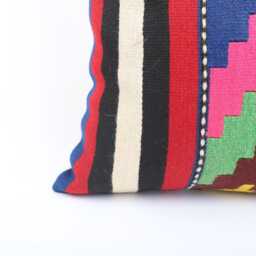 Vintage Turkish Kilim Pillow Cover 18''x18'' Handmade Wool Cushion - thumbnail 2